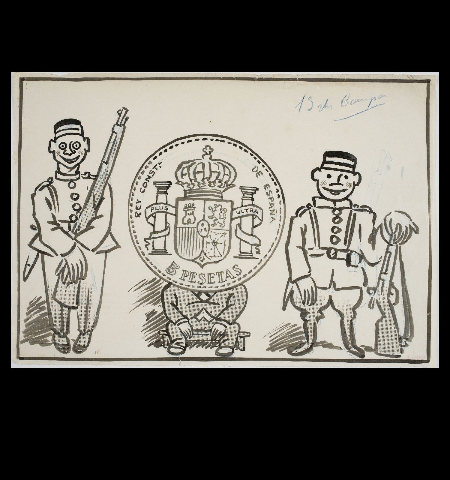 Caricatura satírica al·lusiva als duros sevillanos Caricatura satírica al·lusiva als duros sevillanos