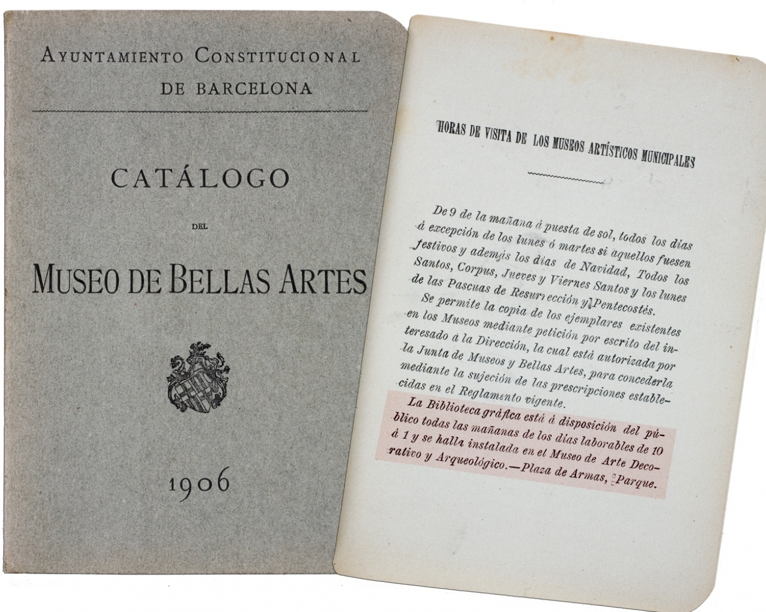 1906 Catàleg del Museo de Bellas Artes de Barcelona