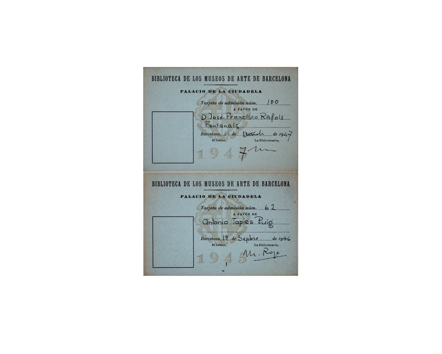 Carnets de la Biblioteca de Josep Francesc Ràfols i Antoni Tàpies Carnets de la Biblioteca de Josep Francesc Ràfols i Antoni Tàpies