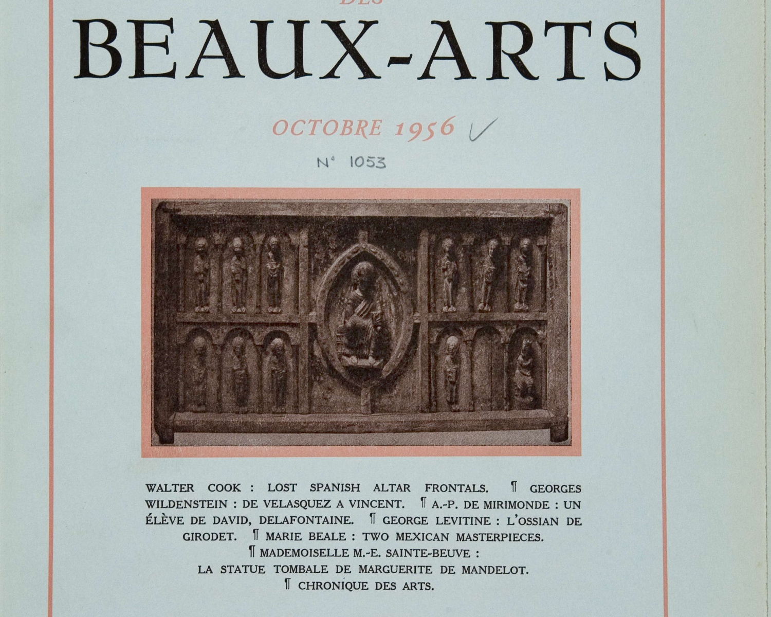 Gazette des beaux-arts. Oct. 1956, any 98, núm. 1053. Paris, 1859-2002