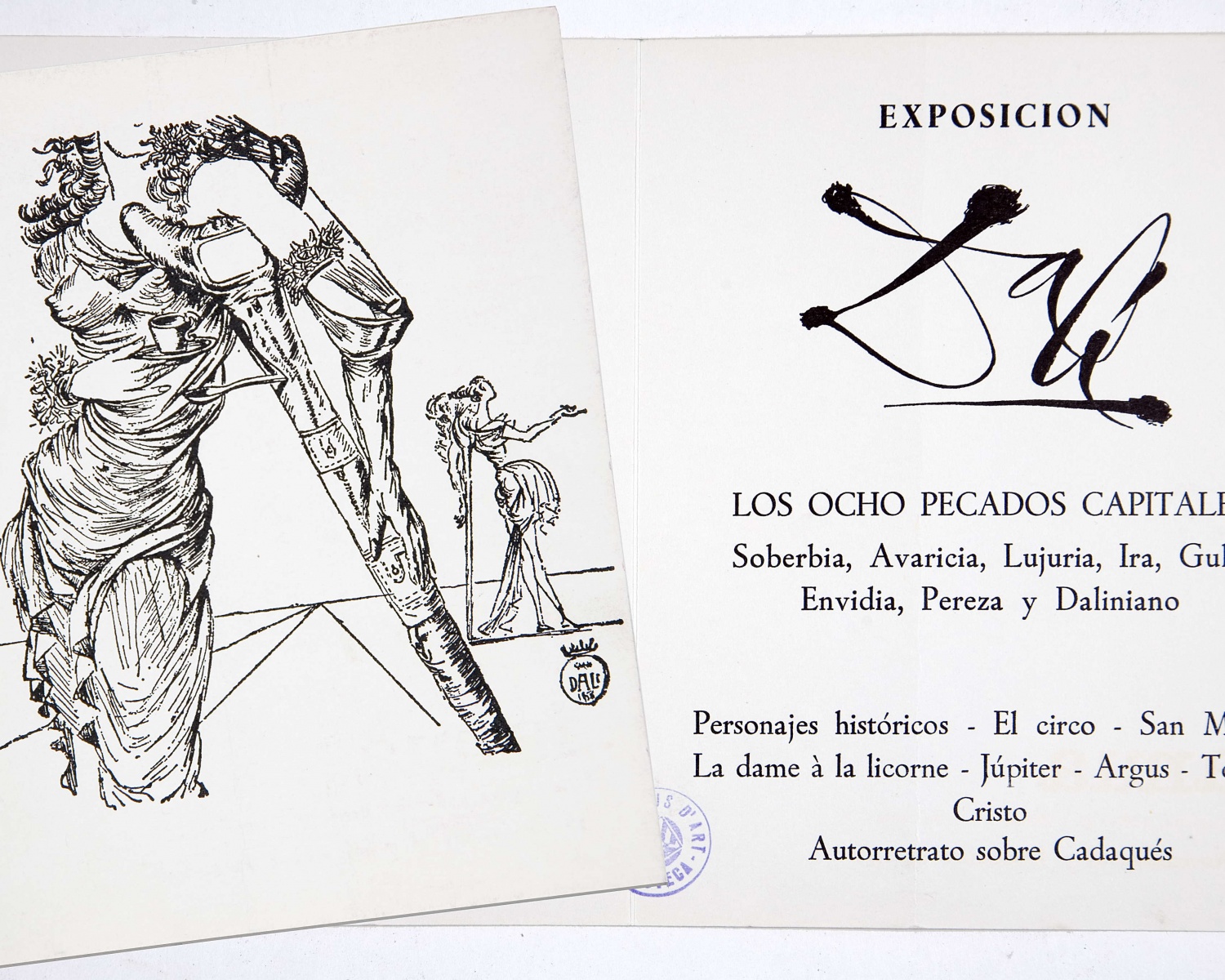 Dalí: exposición Los Ocho pecados capitales: soberbia, avaricia, lujuria, ira, gula, envidia, pereza y daliniano...: Ianua ... Barcelona, 16 noviembre al 7 diciembre de 1967 Dalí: exposición Los Ocho pecados capitales: soberbia, avaricia, lujuria, ira, gula, envidia, pereza y daliniano...: Ianua ... Barcelona, 16 noviembre al 7 diciembre de 1967