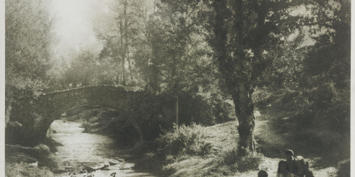 image for: Josep Maria Casals i Ariet - Paisatge amb pont i persones - No datat