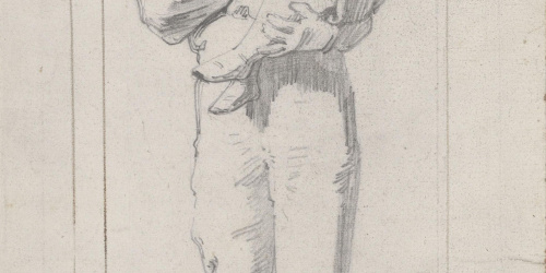 image for: Claudi Lorenzale - Retrat d'home amb nen (anvers) / Retrat d'home amb nen (revers) - Cap a 1860-1880