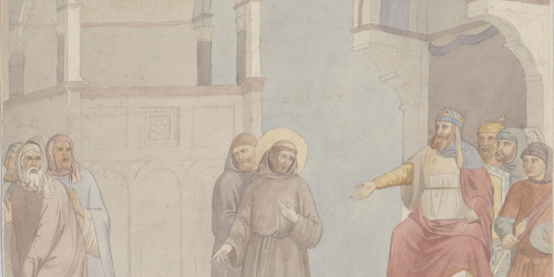 Claudi Lorenzale - Sant Francesc davant del sultà. Còpia de la pintura de Giotto a la basílica de Sant Francesc d'Assís - Cap a 1839 -1840 image for: Claudi Lorenzale - Sant Francesc davant del sultà. Còpia de la pintura de Giotto a la basílica de Sant Francesc d'Assís - Cap a 1839 -1840