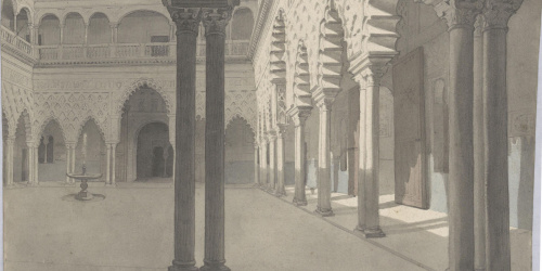 Claudi Lorenzale - Pati principal del Palau de Pere el Cruel a Sevilla - Cap a 1843 image for: Claudi Lorenzale - Pati principal del Palau de Pere el Cruel a Sevilla - Cap a 1843