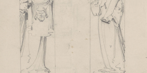 Claudi Lorenzale - Dos àngels (anvers) / Projecte de tríptic (revers) - Cap a 1850-1870 image for: Claudi Lorenzale - Dos àngels (anvers) / Projecte de tríptic (revers) - Cap a 1850-1870