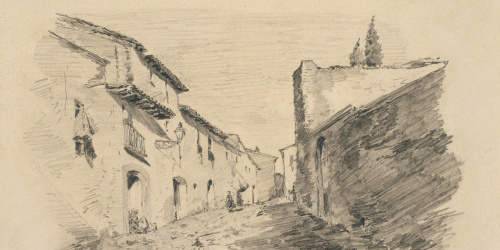 Francesc Gimeno - Carrer de Tortosa (anvers) / Estudi d'una casa de pagès (revers) - Cap a 1878 image for: Francesc Gimeno - Carrer de Tortosa (anvers) / Estudi d'una casa de pagès (revers) - Cap a 1878