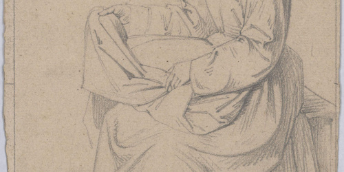 Claudi Lorenzale - Estudi per a una de les escenes del cicle de la Vida de la Mare de Déu per al retaule de l'altar major de la catedral de Solsona - Cap a 1854-1856 image for: Claudi Lorenzale - Estudi per a una de les escenes del cicle de la Vida de la Mare de Déu per al retaule de l'altar major de la catedral de Solsona - Cap a 1854-1856