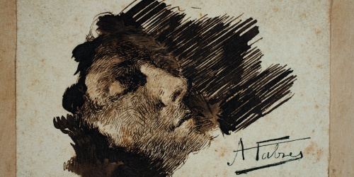 Antoni Fabrés - Estudi per al dibuix «Màscara mortuòria de Marià Fortuny» - 1874 image for: Antoni Fabrés - Estudi per al dibuix «Màscara mortuòria de Marià Fortuny» - 1874