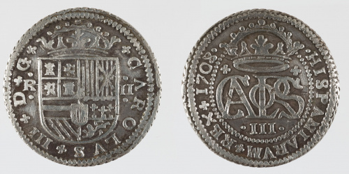 Arxiduc Carles d'Àustria - 2 rals - 1708 image for: Arxiduc Carles d'Àustria - 2 rals - 1708