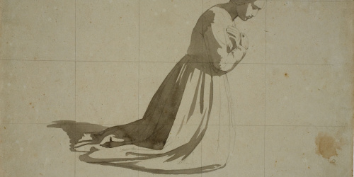 Claudi Lorenzale - Estudi de figura femenina en oració - Cap a 1860-1880 image for: Claudi Lorenzale - Estudi de figura femenina en oració - Cap a 1860-1880
