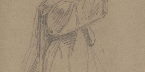Claudi Lorenzale - Estudi de figura femenina agenollada - Cap a 1850-1870 image for: Claudi Lorenzale - Estudi de figura femenina agenollada - Cap a 1850-1870