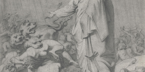 Claudi Lorenzale - Dant i Virgili en un passatge de la Divina Comèdia (anvers) / Apunt de les figures de Dant i Virgili (revers) - Cap a 1850-1870 image for: Claudi Lorenzale - Dant i Virgili en un passatge de la Divina Comèdia (anvers) / Apunt de les figures de Dant i Virgili (revers) - Cap a 1850-1870