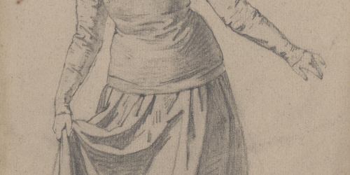 Claudi Lorenzale - Dona agafant-se la faldilla per un costat - Cap a 1860-1880 image for: Claudi Lorenzale - Dona agafant-se la faldilla per un costat - Cap a 1860-1880