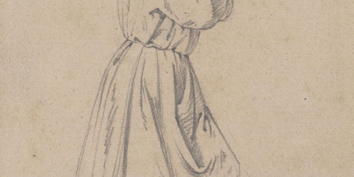 Claudi Lorenzale - Dona amb els braços creuats i pujant unes escales - Cap a 1850-1870 image for: Claudi Lorenzale - Dona amb els braços creuats i pujant unes escales - Cap a 1850-1870