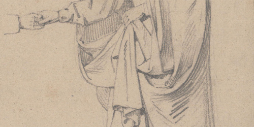 Claudi Lorenzale - Dona amb un llarga capa saludant amb la mà dreta - Cap a 1850-1870 image for: Claudi Lorenzale - Dona amb un llarga capa saludant amb la mà dreta - Cap a 1850-1870