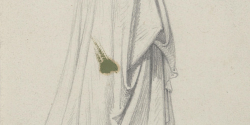 Claudi Lorenzale - Dona d'esquena amb un llarg mantell - Cap a 1850-1870 image for: Claudi Lorenzale - Dona d'esquena amb un llarg mantell - Cap a 1850-1870