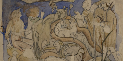 image for: Lluís Domènech i Montaner - Còpia de les pintures de Sixena: Anunciació als pastors - 1918