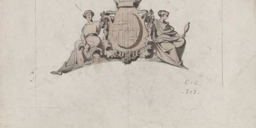 Claudi Lorenzale - Estudi d'escut al·legòric de Barcelona - Cap a 1840-1860 image for: Claudi Lorenzale - Estudi d'escut al·legòric de Barcelona - Cap a 1840-1860