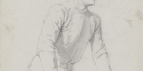 Claudi Lorenzale - Estudi de jove repenjat a una barana per al quadre «Els ambaixadors de la Diputació a Vilafranca prohibeixen a la Reina Joana que acompanyi el Príncep de Viana a Barcelona» - Cap a 1870 image for: Claudi Lorenzale - Estudi de jove repenjat a una barana per al quadre «Els ambaixadors de la Diputació a Vilafranca prohibeixen a la Reina Joana que acompanyi el Príncep de Viana a Barcelona» - Cap a 1870