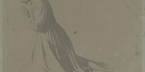 image for: Claudi Lorenzale - Dona jove pregant agenollada - Cap a 1840-1850
