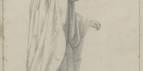 image for: Claudi Lorenzale - Estudi de figura masculina per al quadre «Els ambaixadors de la Diputació a Vilafranca prohibeixen a la Reina Joana que acompanyi el Príncep de Viana a Barcelona» - Cap a 1870