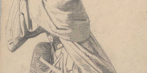 Claudi Lorenzale - Estudi de figura per al quadre de la «Mort del rei Pere III a Vilafranca» - Cap a 1870 image for: Claudi Lorenzale - Estudi de figura per al quadre de la «Mort del rei Pere III a Vilafranca» - Cap a 1870