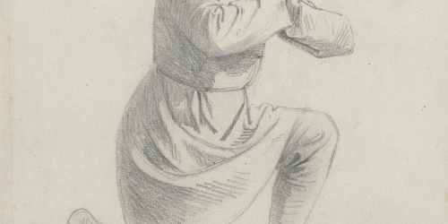 Claudi Lorenzale - Estudi de figura masculina per al quadre «Mort del rei Pere III a Vilafranca» - Cap a 1870 image for: Claudi Lorenzale - Estudi de figura masculina per al quadre «Mort del rei Pere III a Vilafranca» - Cap a 1870