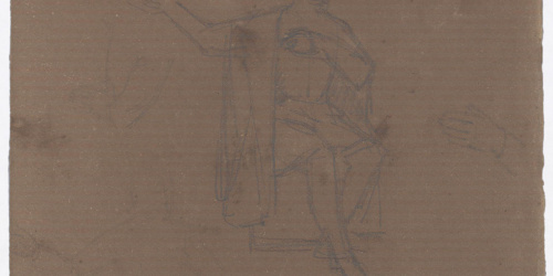 Claudi Lorenzale - Home assegut i esbós de braços i de mans (anvers) / Estudi de figura (revers) - Cap a 1850-1870 image for: Claudi Lorenzale - Home assegut i esbós de braços i de mans (anvers) / Estudi de figura (revers) - Cap a 1850-1870