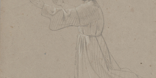Claudi Lorenzale - Frare agenollat amb els braços en actitud de súplica - Cap a 1850-1870 image for: Claudi Lorenzale - Frare agenollat amb els braços en actitud de súplica - Cap a 1850-1870