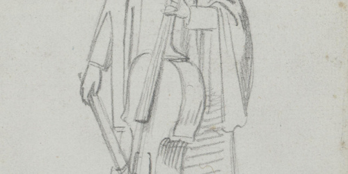 Claudi Lorenzale - Músic de capella tocant el violoncel - Cap a 1850-1870 image for: Claudi Lorenzale - Músic de capella tocant el violoncel - Cap a 1850-1870