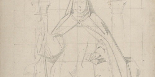 image for: Claudi Lorenzale - Abadessa asseguda en un tron (anvers) / Sant Francesc [?] (revers) - Cap a 1850-1870