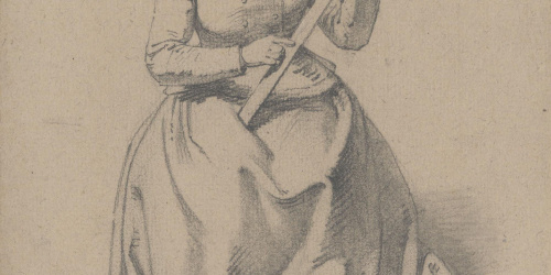 Claudi Lorenzale - Dona asseguda amb una vara - Cap a 1860-1880 image for: Claudi Lorenzale - Dona asseguda amb una vara - Cap a 1860-1880
