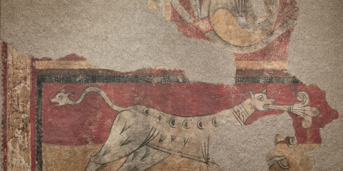 image for: Mestre de Boí - Quadrúpede amb flor de lis de Sant Joan de Boí - Cap a 1100