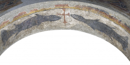 image for: Mestre del Judici Final - Peixos flanquejant una creu de Santa Maria de Taüll - Després de 1123