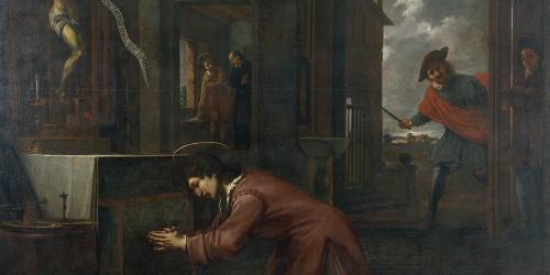 image for: Antoni Viladomat - Sant Francesc rep l&#039;ordre del Crist de sant Damià de reparar la casa de Déu - Cap a 1729-1733
