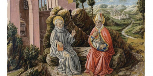 image for: Giovani Boccati - Sant Sabí conversant amb sant Benet - 1473