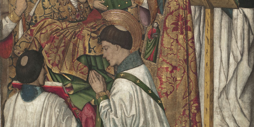 image for: Jaume Huguet - Sant Vicenç ordenat per sant Valeri - Cap a 1455-1460