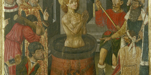 image for: Mestre d’Aiguatèbia - Martiri de sant Joan Evangelista - Cap a 1450-1455