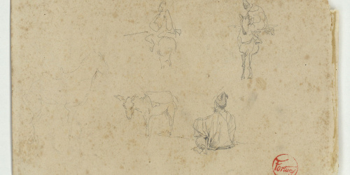 image for: Marià Fortuny - Genets marroquins (anvers) / Cap de cavall (revers) - Cap a 1860-1862