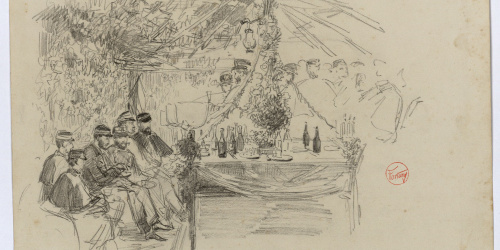 image for: Marià Fortuny - Festa militar espanyola (anvers) / Soldat espanyol, canons i cavall (revers) - Cap a 1860