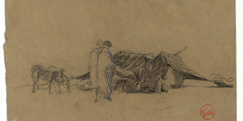 image for: Marià Fortuny - Campament marroquí (anvers) / Genet a cavall (revers) - Cap a 1860-1862