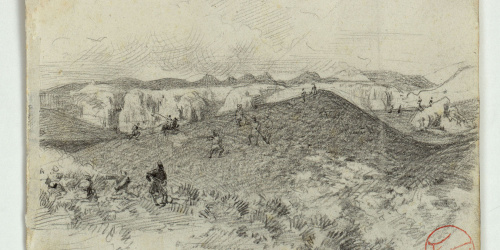 image for: Marià Fortuny - Paisatge marroquí amb soldats espanyols (anvers) / Paisatge marroquí amb soldats espanyols (revers) - 1860