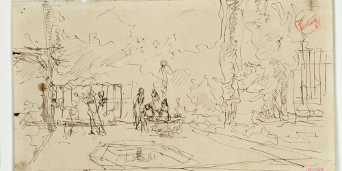 image for: Marià Fortuny - Estudi per al quadre «El jardí dels poetes» - Cap a 1871