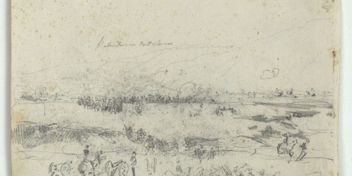 image for: Marià Fortuny - Voluntarios catalanes. Estudi per al quadre «La batalla de Wad-Ras» (anvers) / Cap de cavall (revers) - 1860