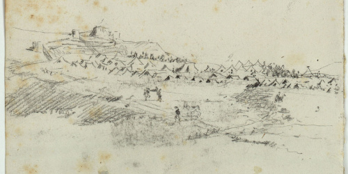 image for: Marià Fortuny - Alcassaba i campament militar espanyol (anvers) / Batalla de Benigomar (revers) - Cap a 1860