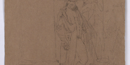 image for: Marià Fortuny - Lacai en un interior (anvers) / Paisatge (revers) - Cap a 1865-1866