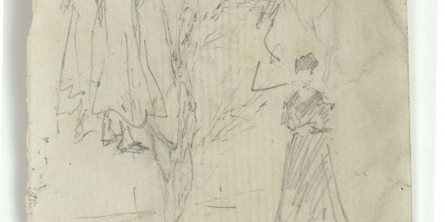 image for: Marià Fortuny - Figures i arbre - Cap a 1867-1872