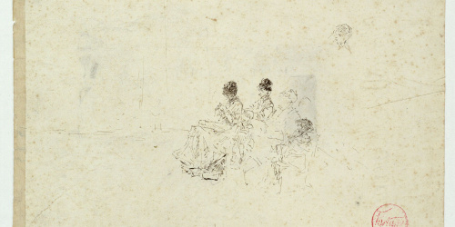 image for: Marià Fortuny - Estudi per al quadre «Platja de Portici» (anvers) / Croquis inconcret (revers) - Cap a 1874