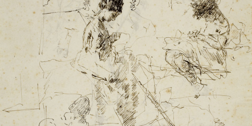 image for: Marià Fortuny - Estudi per al quadre «Platja de Portici» (anvers) / Estudi per al quadre «Platja de Portici» (revers) - Cap a 1874